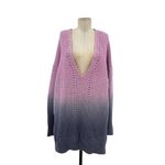 Free People Come Together Purple Blue Ombre Sweater Tunic Size Large Photo 2