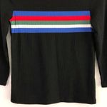 Crave fame New Striped Rib Knit Top 3/4 Sleeve Crewneck Tee Black Multi Juniors Photo 5