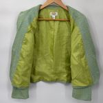Talbots  Spring Blazer Jacket Womens 12‎ Green Cotton Knit Lined Pockets Photo 9
