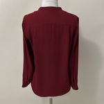 The Kooples  Maroon Collarless Crepe Button Down Photo 1