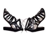 Marc Fisher Womens Lusa Caged City Sandals Black Ankle Strap Size 6M EUC Photo 4