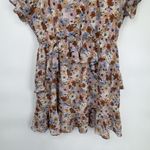 ASTR the Label Taupe Multi Floral Dress Womens Large Boho Hippie Country Ruffle Photo 2
