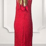 Vintage Sean 1980’s Art Deco Sequined Beaded 100% Silk Cocktail Dress Size L Red Size L Photo 4