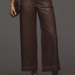 Maeve Colette Cropped Wide-Leg Pants by : Faux-Leather Top-Stitch size 30 Photo 0