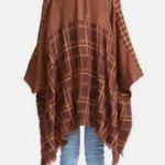 Steve Madden  Plaid Kimono Ruana Reversible Brown Multi One Size Fits All Photo 4