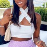 Peppermint TWIST HALTER TOP WHITE Photo 1