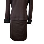 St. John Vintage Santana knit 4 piece brown suede jacket skirt outfit size small Photo 8
