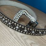 Western Rhinestone Cowgirl Diamond Studded Belt Embellished Buckle Dark Brown Photo 4