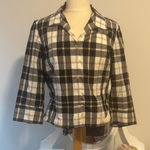 Jones New York  Black and White Checkered Wrap Shirt Photo 0