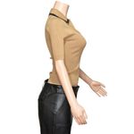 NAKEDCASHMERE Austria Ribbed Polo, Bare Black, XS Tan Photo 10