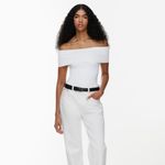 Aritzia  NWOT Contour Sleeveless Off-shoulder Hip Top White Photo 3