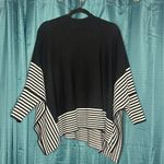 P. Luca Milano Black Striped Knit Sweater Poncho L/XL Cozy Boho Chic Pullover Size L Photo 1
