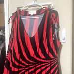 Nikki Poulos Maxi Dress Sleeveless Red Black stretchy sz XL long Cruise Beach Photo 1