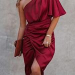 Cupshe Women's Satin Backless One Shoulder Short Sleeve A-line Dress High Low Photo 4