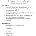 Lululemon Rare Passion Crop II Om Stripe Black Multi/Black Crop Leggings Size 6 Photo 6