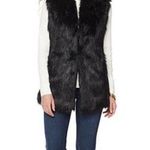Adrienne Landau Womens Black Faux Fur Long Vest Pockets Lined Size Medium Photo 0