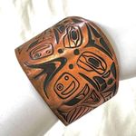Vintage Northwest Copper solid copper double eagle tiki tribal wide cuff bracelet Photo 0