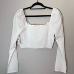 ASTR  The Label NEW Sweetheart Neck Puff Sleeve Ruched Crop Top White Photo 5