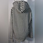 Chic Houndstooth Hoodie with Graphic Detail Black Photo 6