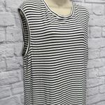 Trina Turk  Tank Dress Size XL White Navy Blue Stiped Sleeveless Knee Length Photo 3