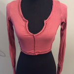 Urban Outfitters  Ribbed Long Sleeve Cropped Top Medium M Dark pink Photo 0