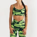 Alphalete Surface Limitless Bra in black lime green stain SMALL Photo 1