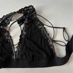 PINK - Victoria's Secret  Black Velvet Lace Metallic Star Strappy Back Bralette Photo 7