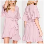 ✨ SHE & SKY RUFFLED WRAP DRESS ✨ Blue Size M Photo 2