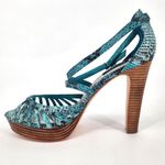 White House | Black Market Emilia Teal Snakeskin Platform Sandals Women's Size 10M Photo 6