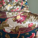 Christian Dior Vintage  Asian Floral 1/2 zip satin robe kaftan dress gown L Photo 8