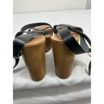 Womans Zigisoho Logic 6 Black Ankle Strap 2 Band Platform Wood Heel Sandals Photo 4