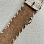 White Leather Embroidered Woven Floral Boho Belt Hippie Y2K Photo 2