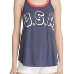 Chaser Red White Blue USA Patriotic Burnout Semi Sheer Sleeveless Tank Top Photo 0