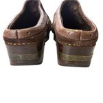 Lucky Brand Vintage 90's Peace Sign Brown Suede Wood Mule Clogs- Women's Size 10 Photo 2