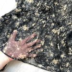 Vintage Silk Blouse vision apparel floral beaded womens Black (large) Photo 2