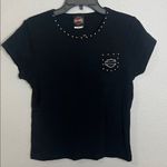 Harley Davidson Studded Crop Baby TShirt Black Size Large Photo 0
