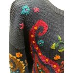 Christina Navy Blue with Bright Colored Paisley Pattern Crewneck Long Sleeve Han Size L Photo 6