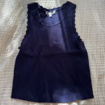 Marled Reunited Scalloped Navy Tank Photo 0
