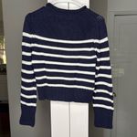 J.Crew Heritage Cotton Rollneck™ Sweater Stripe Navy Blue White Photo 2