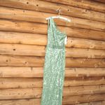 Mac Duggal NWT SEQUINED ONE SHOULDER DRAPED LACE UP GOWN 5687 Green Size 14 Photo 5