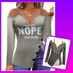 Chic Me  Gray Cold Shoulder Chain Strap Zip Up Long Sleeve Top •Size Medium Photo 13