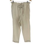 Donna Karan Womens Paperbag Waist Cuffed Linen Pants Morning Dew Medium NWT Photo 2