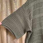 Aerie  Olive Green Crochet Knit Oversized Short Sleeve Sweater Small NWT Photo 2