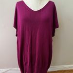 New York & Company Women's Oversize Silk Blend Pullover Vneck Sweater Magenta XS Pink Photo 0