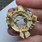 Danecraft Two Tone Christmas Holiday Wreath Teddy Bears With Bow Brooch Pin Photo 3