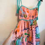 Love Wednesday Tropical Print Cotton maxi dress, spaghetti straps, coral, NWT, M Size M Photo 9