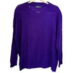 Polo Ralph Lauren Sweater Women's Sz M Purple Cable Knit Pullover Crew Neck Wool Size M Photo 0