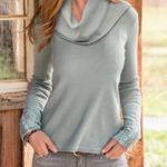 Sundance Everyday Compliments Thermal Knit Crochet Cowl Top Long Sleeve Shirt L Green Size undefined Photo 1
