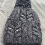 Roxy Cozy Black Knit Beanie with Pom Pom Photo 4