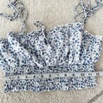 Princess Polly  Blue/White Benita Floral String Cropped Tank Sz 4 Photo 3